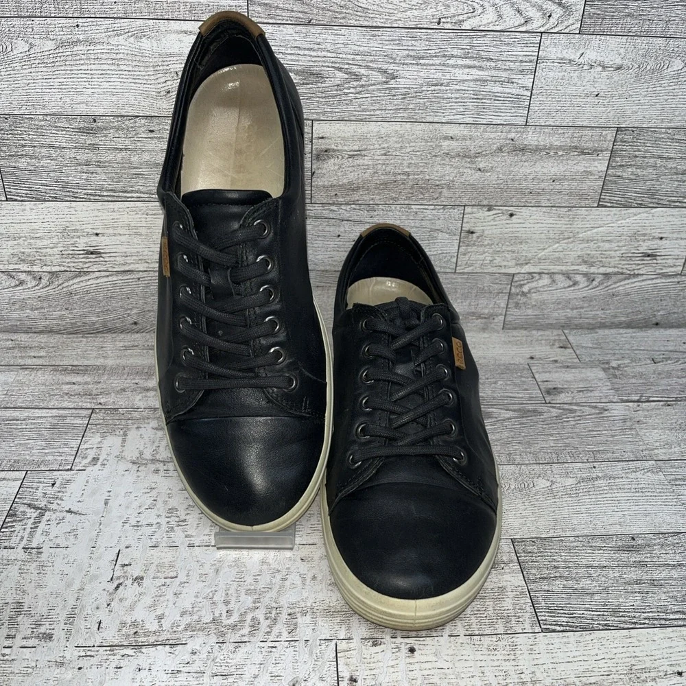 Ecco Soft 7 Black Leather Sneaker Shoes Women Size 8